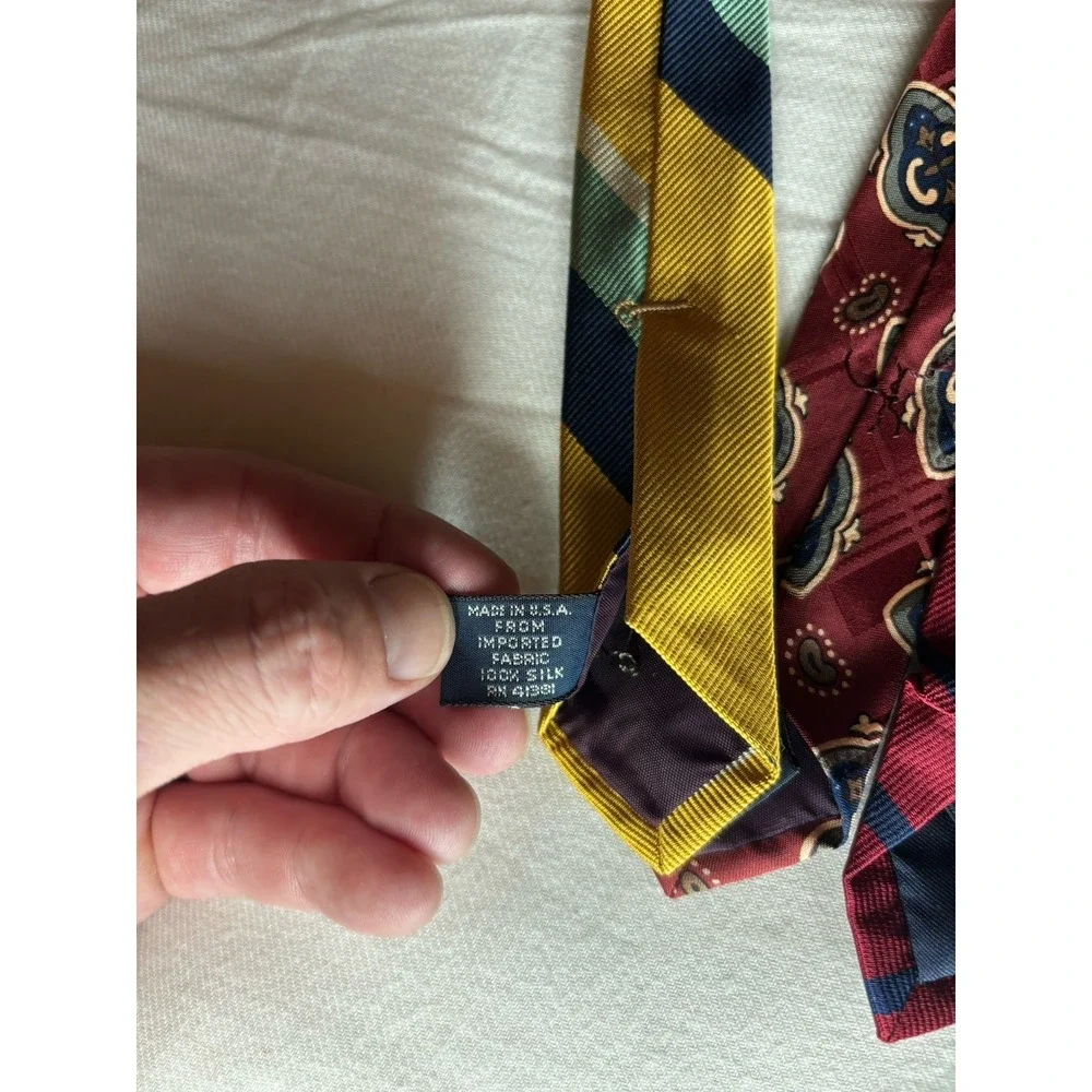 Polo by Ralph Lauren Lot of 6 Vintage Neck Ties Bundle Made in USA Silk & Linen